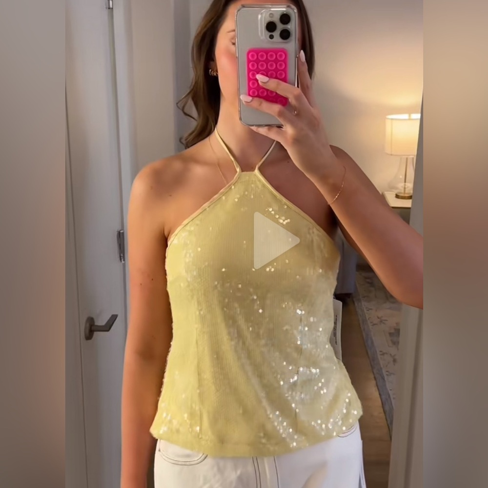 Princess Polly Yellow Sequin Tank Top Summer